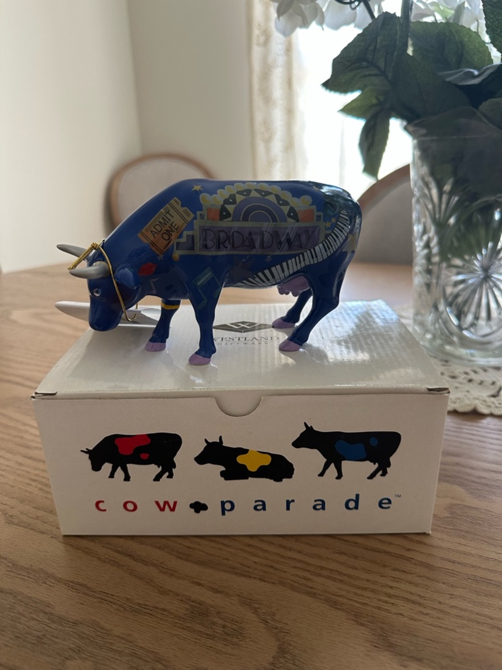 CowParade Broadway Blue Decorative Ceramic Cow
